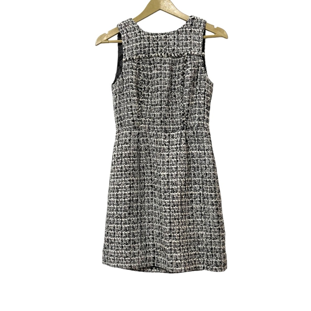 J. Crew Black White Tweed Mini Dress Size 0 Designer Preppy Classic Business